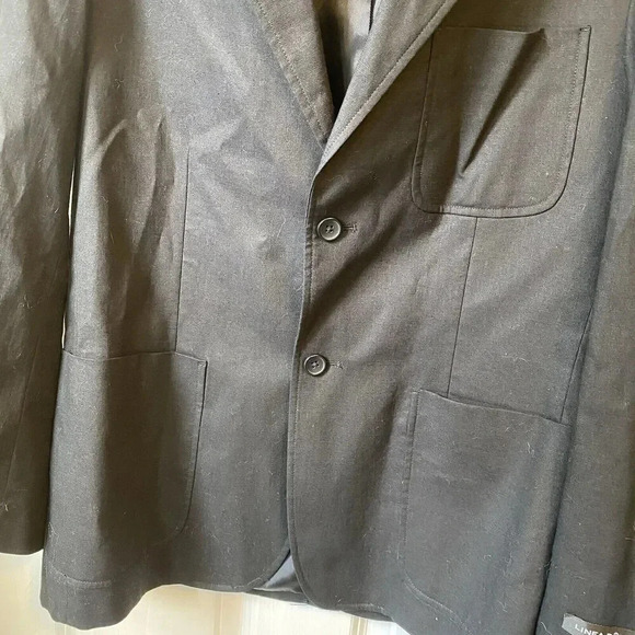 Linea Dome Mens S Black 2-Button Blazer Jacket 3 Pocket Linen Cotton Blend Light - Picture 7 of 8
